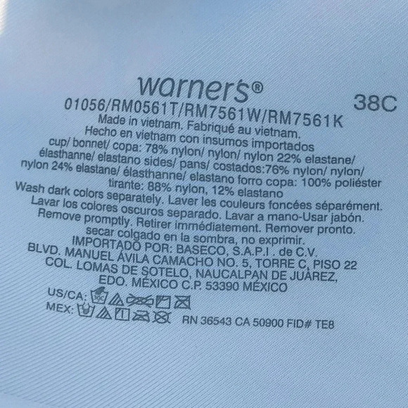 Warners Womens White Bra 38C - Picture 8 of 8